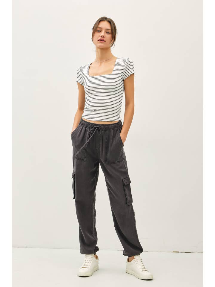 Be Cool - Wholesale Knit Top - Women's - ULTRA SOFT DOUBLE LINED STRIPED SQUARE NECK TOP