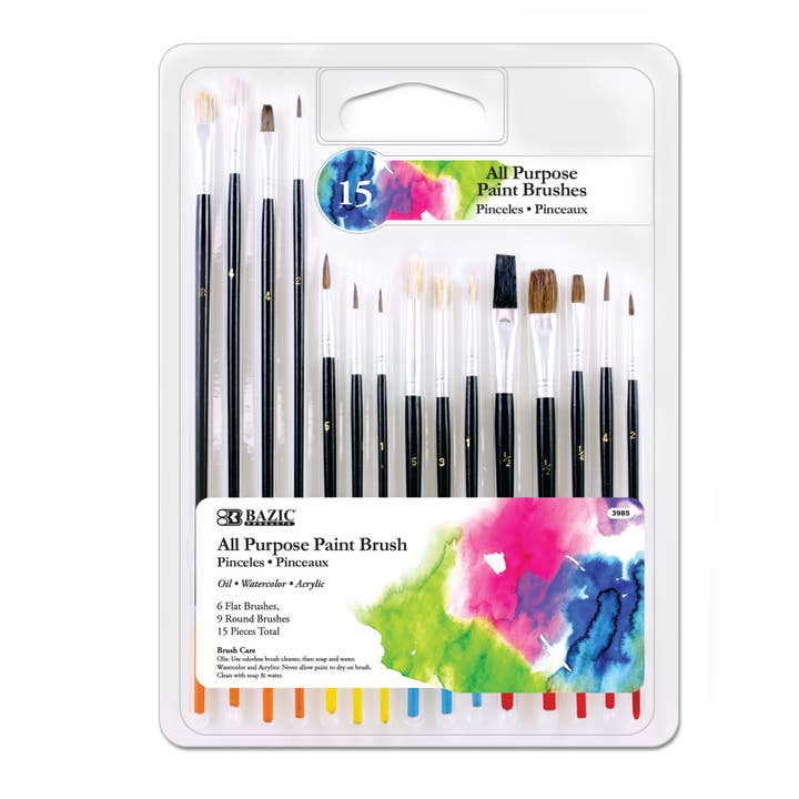 Paint Brush All Purpose (15/Pack) for wholesale by BAZIC Products