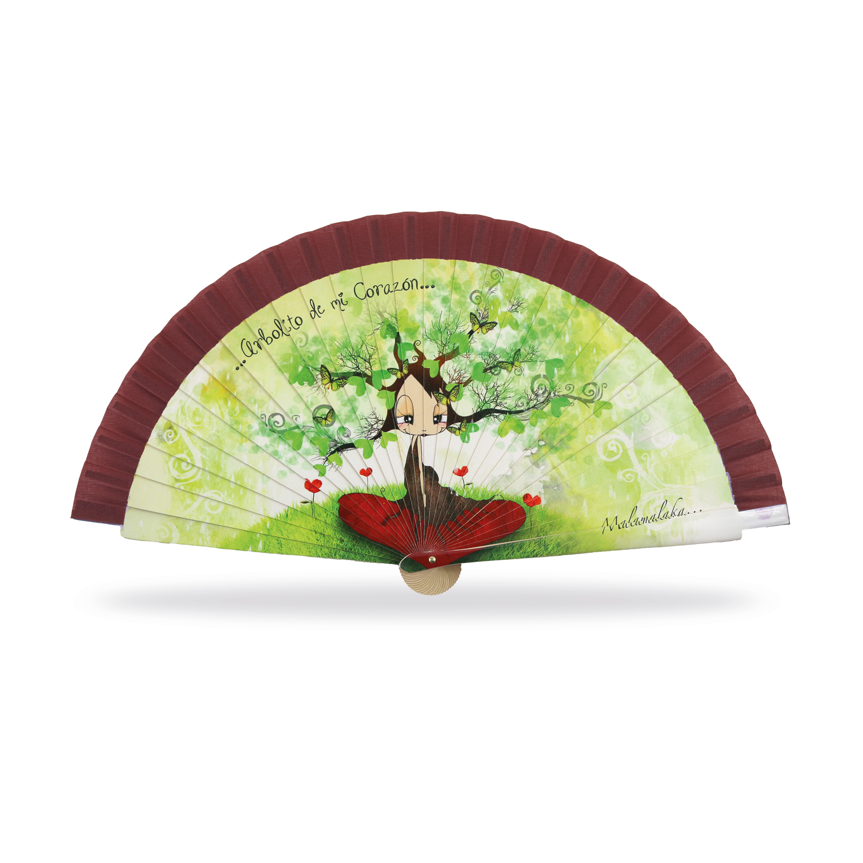 Cuatrogotas - Wholesale Party/Paper Folding Fan - Malamalaka Fan, made of natural TREE wood. Ref-M31133