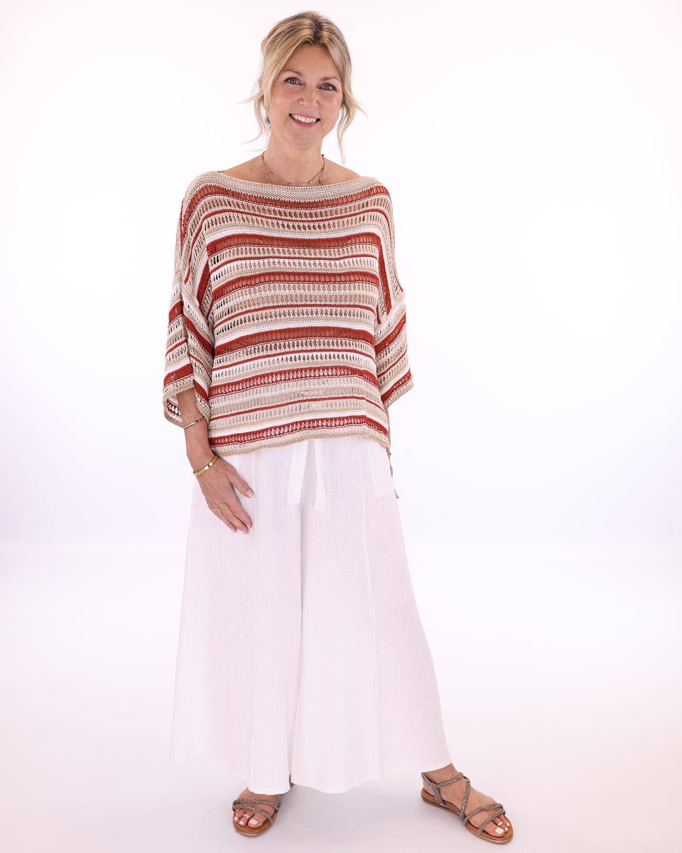 Cadenza Italy Ltd - Wholesale Knit Top - Women's - Cotton Blend Sienna Stripey Top14