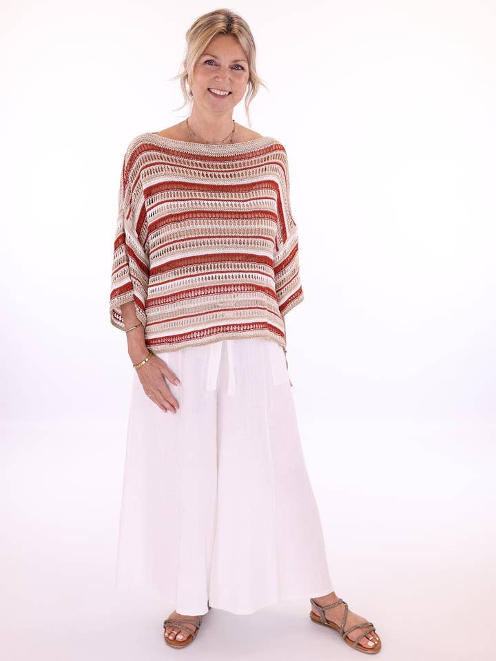 Cadenza Italy Ltd - Wholesale Knit Top - Women's - Cotton Blend Sienna Stripey Top14