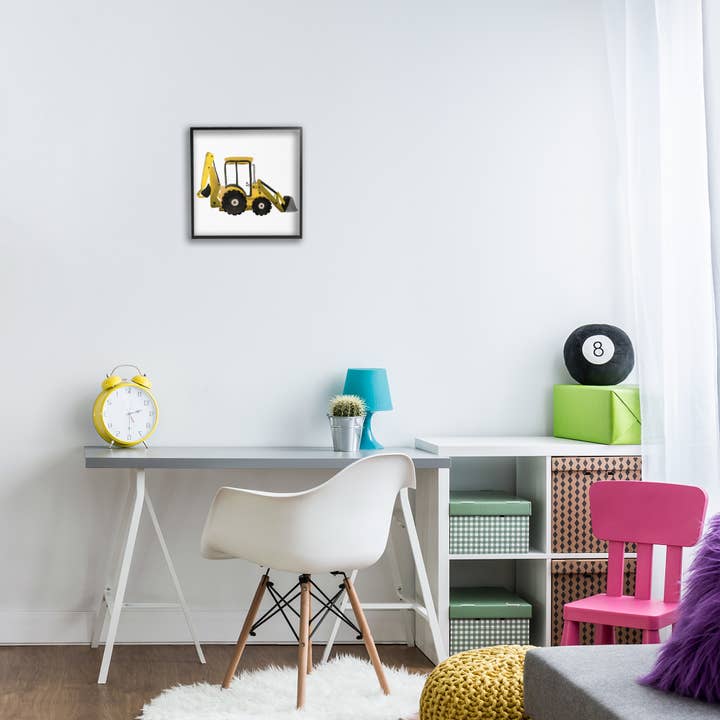 Stupell Industries - Vendita all'ingrosso Decorazione da parete - Bambini e neonati - Arte Incorniciata con Bulldozer Semplice Giallo
