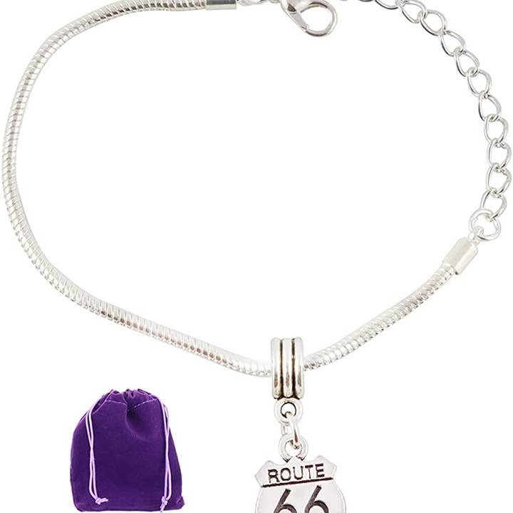 Dave The Bunny - Wholesale Charm/Dangle Bracelet - Route 66 Snake Chain Charm Bracelet