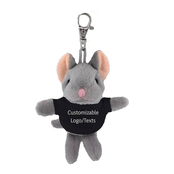 4" Keychain - Mouse with customized shirt for wholesale by Plushland
