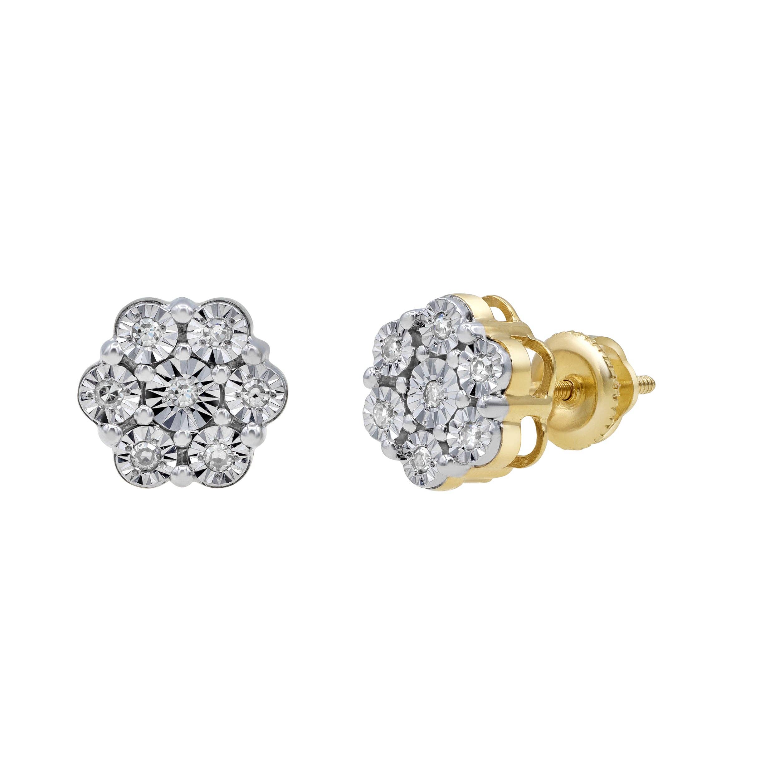 LuvMyJewelry (LMJ) - Wholesale Stud/Post Earrings - Petite Cluster Stud 10K Yellow Gold Diamond Earrings 0.08 ct. tw.0