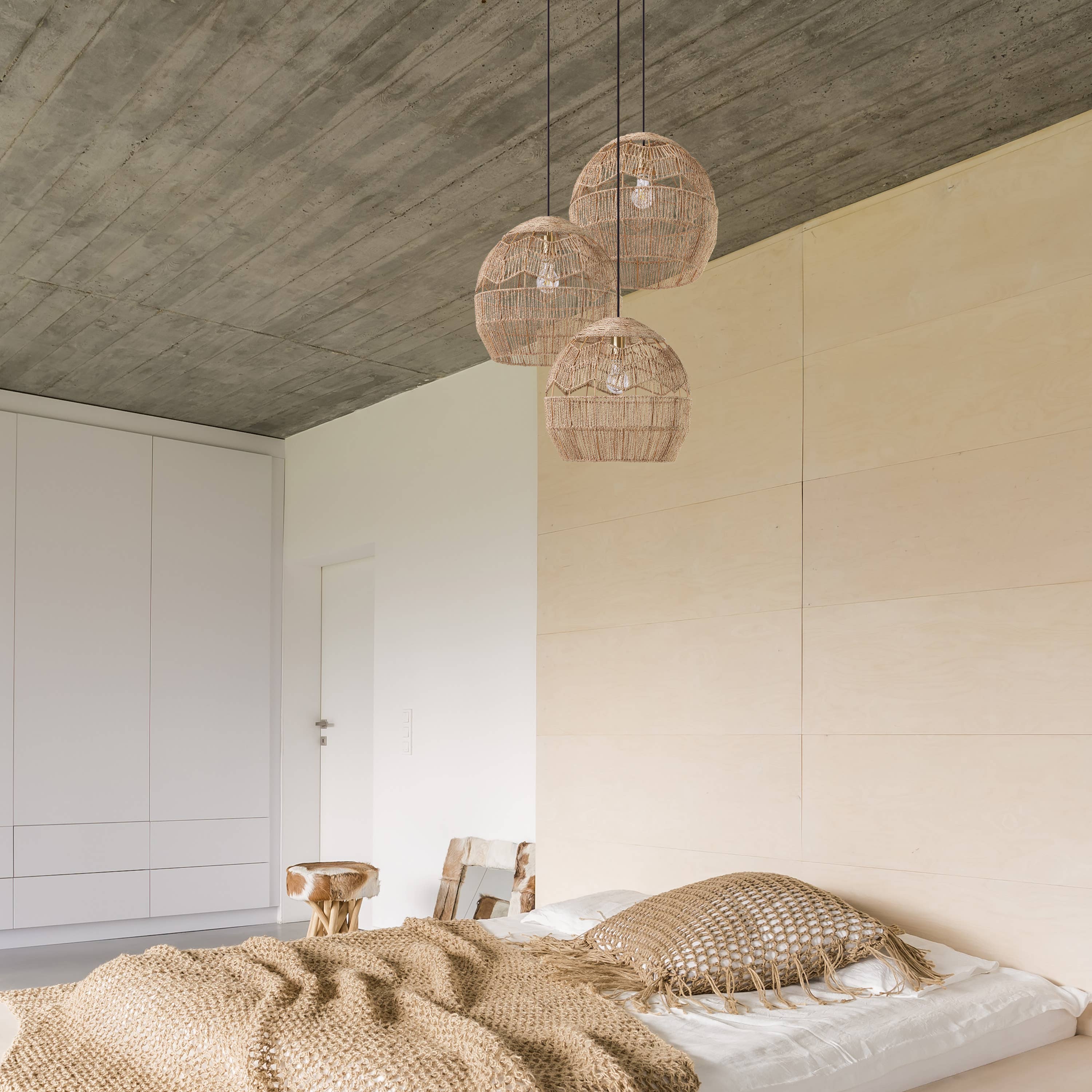 River of Goods - Wholesale Chandelier/Hanging Light - 15.5"H Xiomara Brown Hemp Cage Hanging Pendant Light6