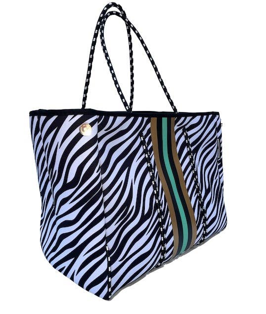 Lolly Luella - Wholesale Tote Bag - Women's - On the Go - Black/White Snake Neoprene Tote Bag2