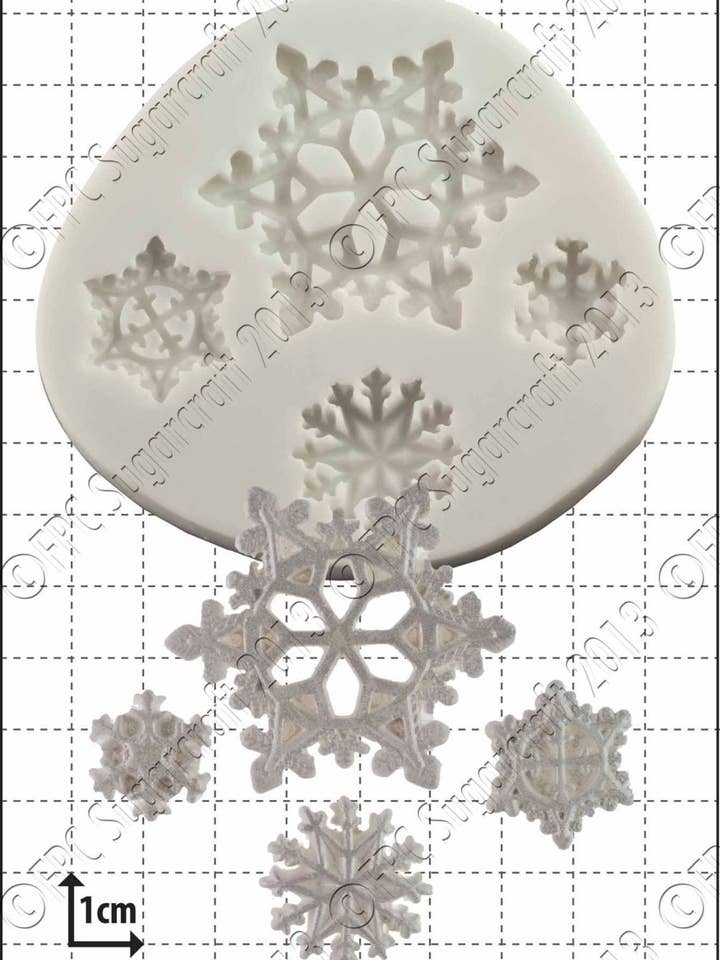 Snowflakes Silicone Mould (Mold) - 'Snowflakes' for wholesale by FPC Sugarcraft