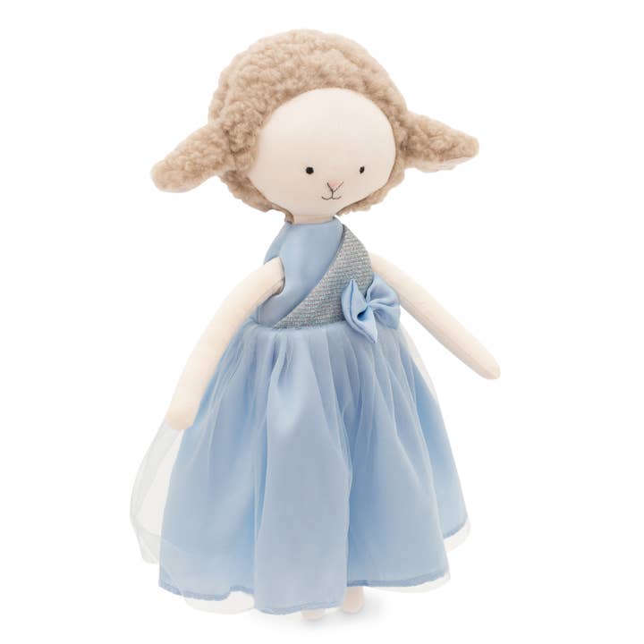 Orange Toys - Wholesale Stuffed/Plush Toy - Kids & Baby - Zoe sheep plush: Blue satin dress 29cm 0+