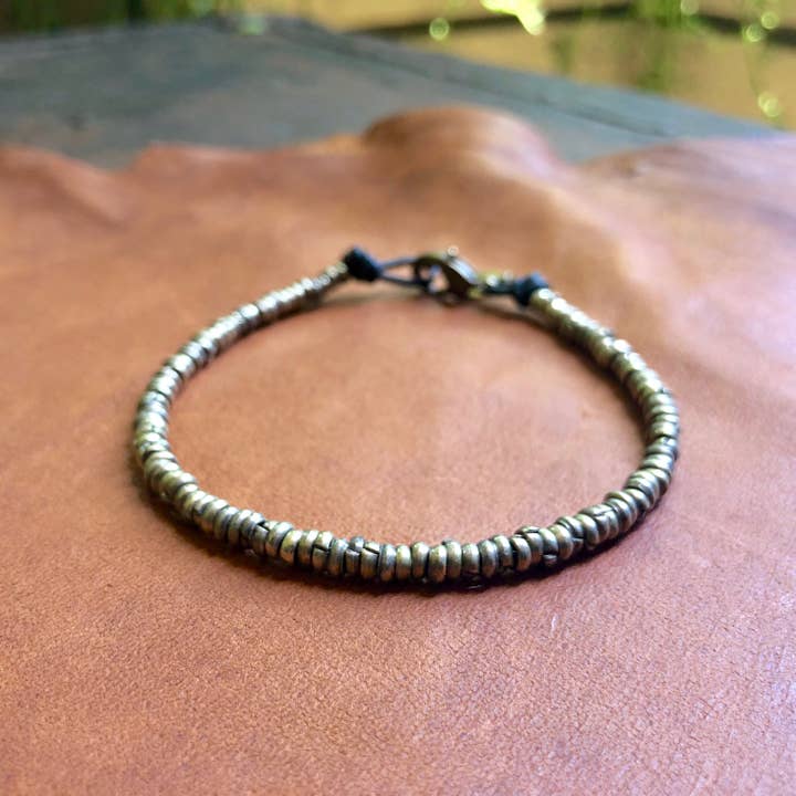 ASTALI - Wholesale Beaded Bracelet - Heishi Bead Bracelet - Brass/Silver Metal Bead Bracelet