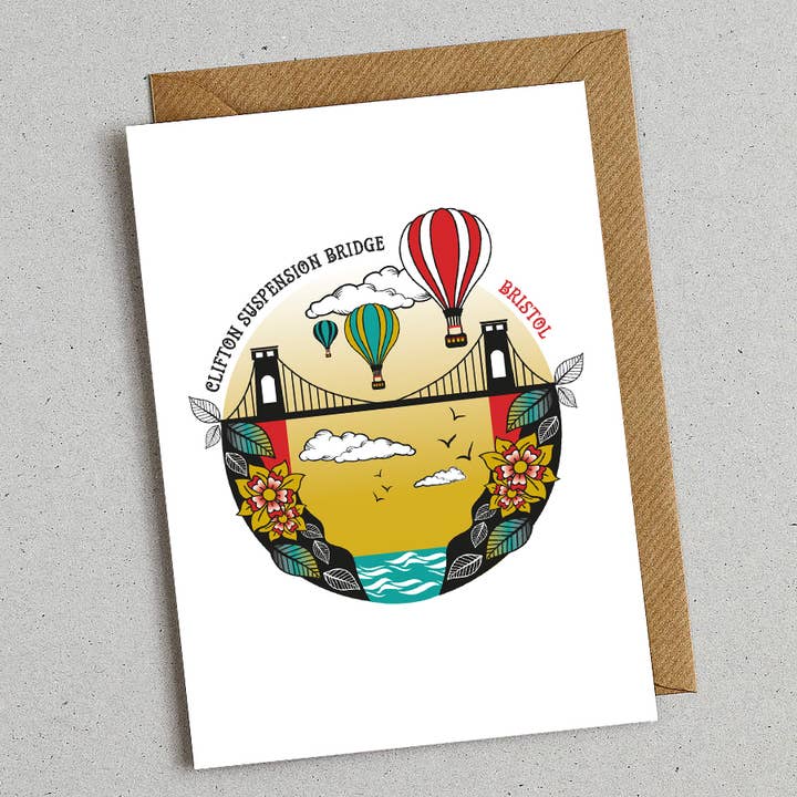 Bristol suspension bridge greetings card for wholesale by Susan Taylor Design