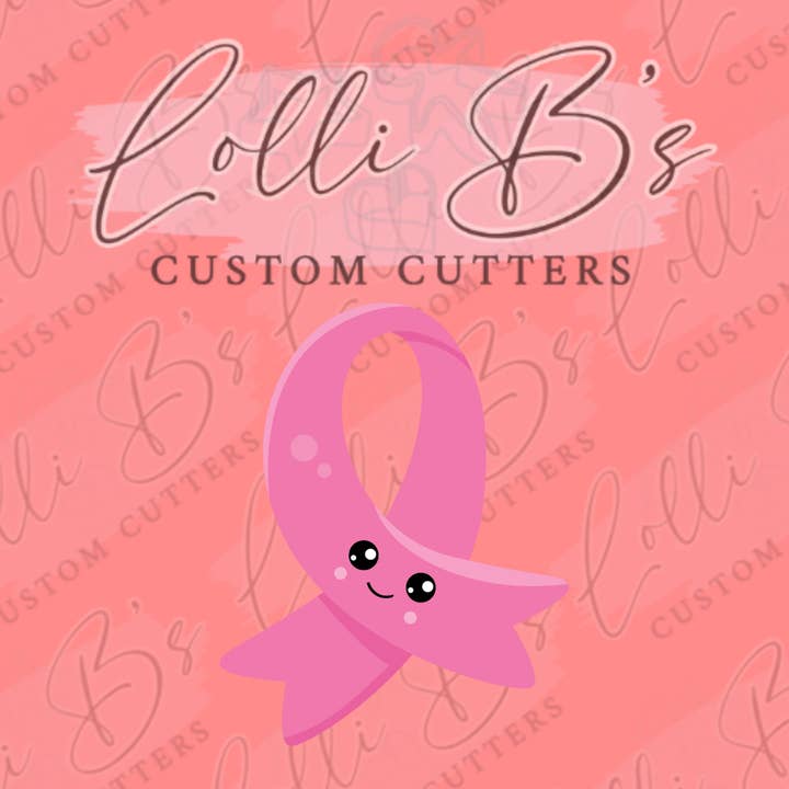 Breast Cancer Awareness Ribbon Cookie Cutter for wholesale by Lolli B Custom Cutters