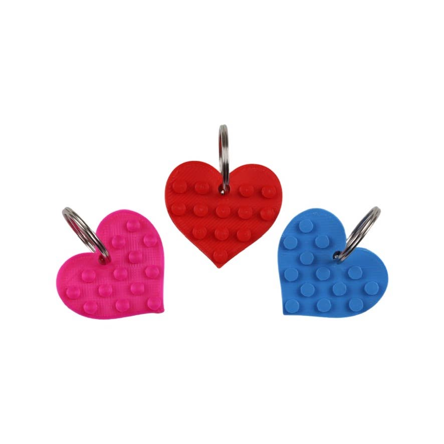 Made Happy Gifts - Wholesale Keychain - Kids - Star, Heart and Brick Zip Compatible with LEGO® Bricks