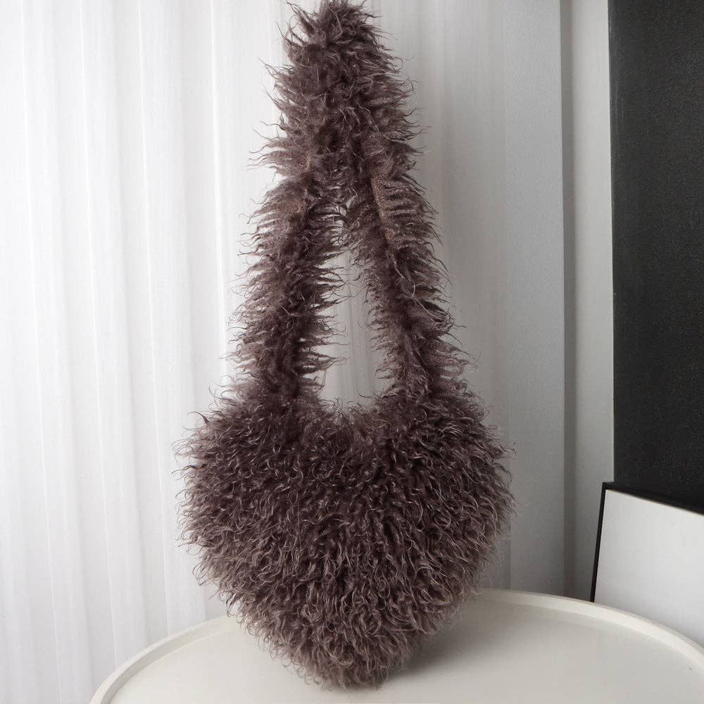 Sweetkama - Wholesale Crossbody Bag - Women's - Ladies Y2K Heart-Shaped Plush Bag SKAB409118