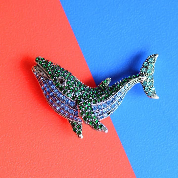 Ole - Wholesale Brooch - Whale Rhinestone Brooch PA34233