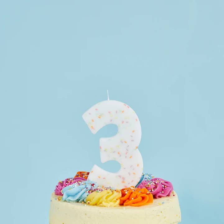 Hootyballoo by Club Green - Wholesale Cake Candle - Jumbo Number '3' Sprinkle Candle