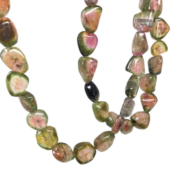 Grânulos de turmalina de melancia natural, Grânulos de pedras preciosas, Grânulos a granel por atacado, suprimentos de jóias 13 “Strand por atacado de Akstar Gems