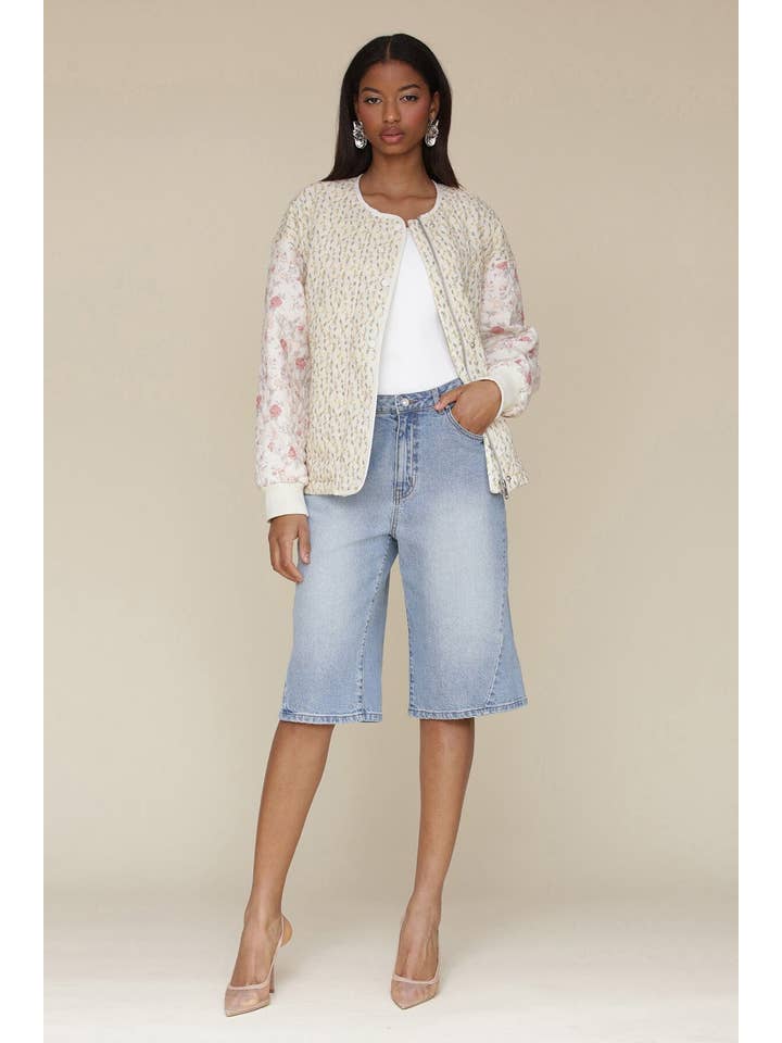 Mixed Floral Quilted Cotton Bomber Jacket for wholesale on Faire