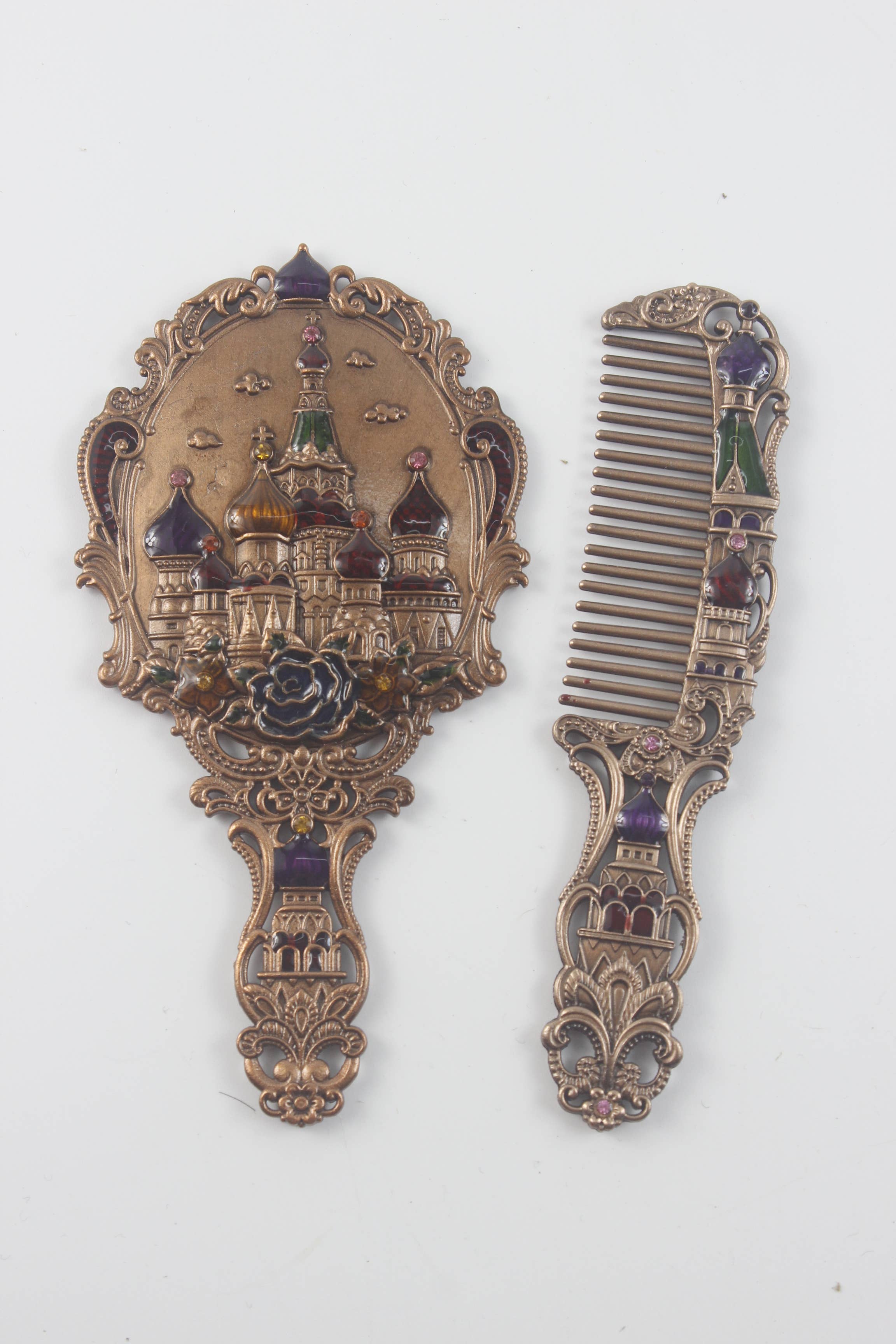 Ole - Vente Miroir de maquillage - Ensemble de miroirs vintage en métal Castle de petite taille6