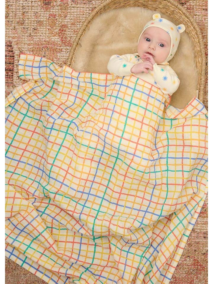 Regenbogen Regenbogen-Check Große Musselin-Wickeldecke -Ditto für den Großhandel auf Faire2