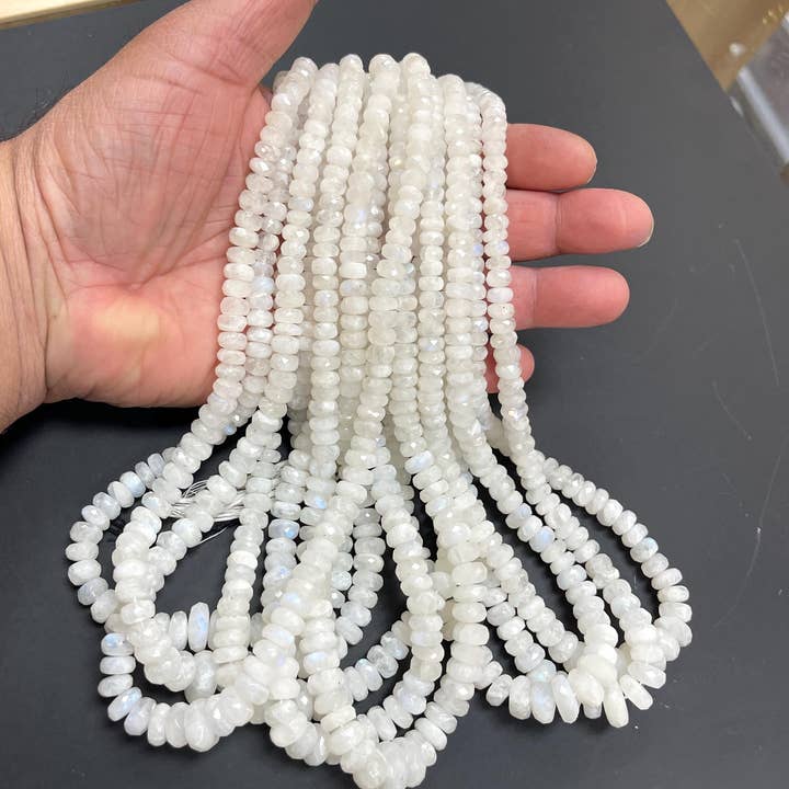 Regnbågsmånsten ädelsten fasetterade rondellpärlor sträng för wholesale av TRIVENI USA INC