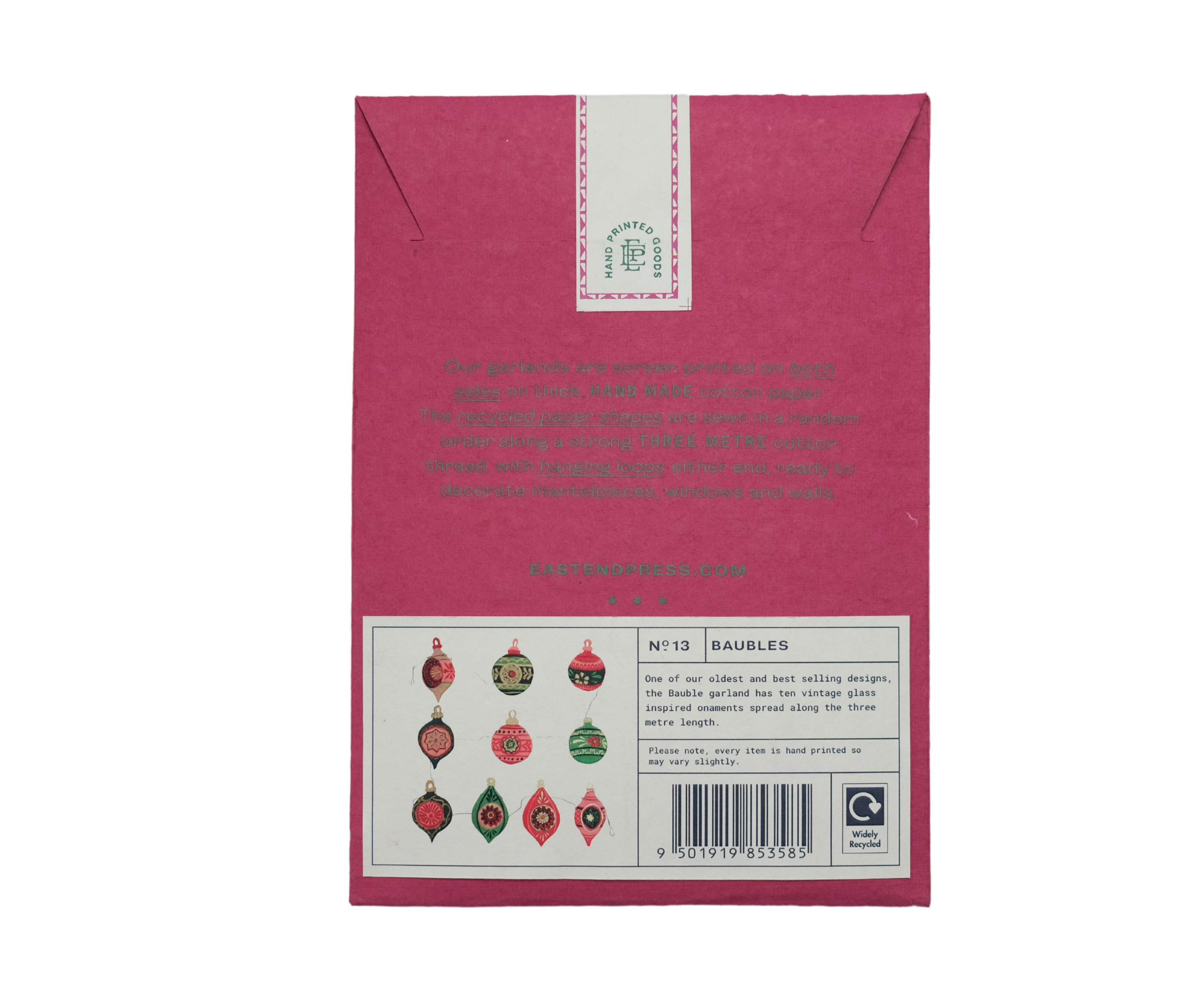 East End Press - Wholesale Bunting/Garland - UK/EU: Baubles Sewn Garland17