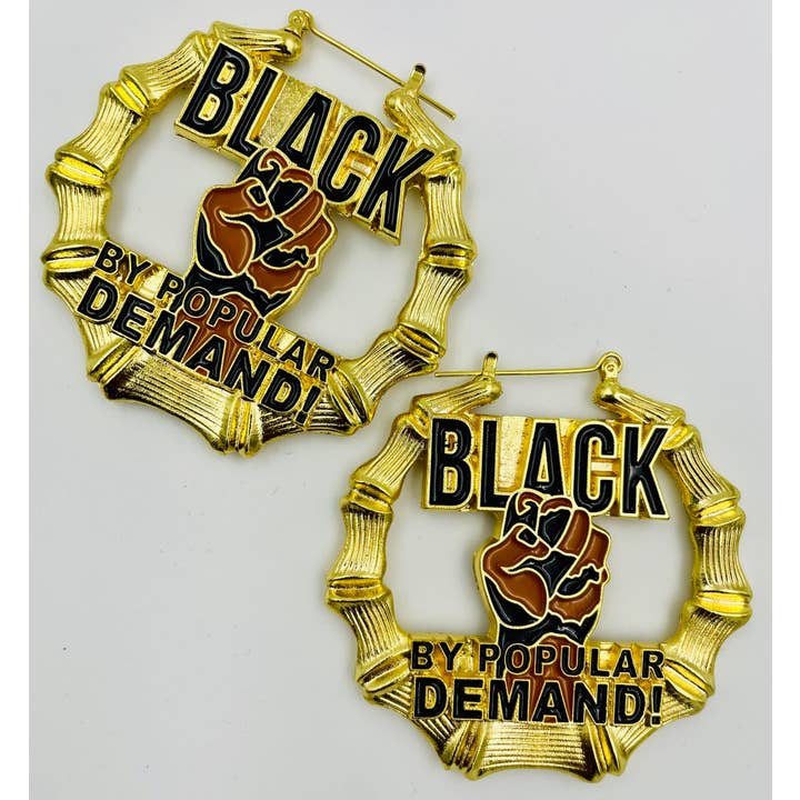 Black By Popular Demand® Bamboo 10kt Gold 2" inch Earrings for wholesale by HGC Apparel LLC