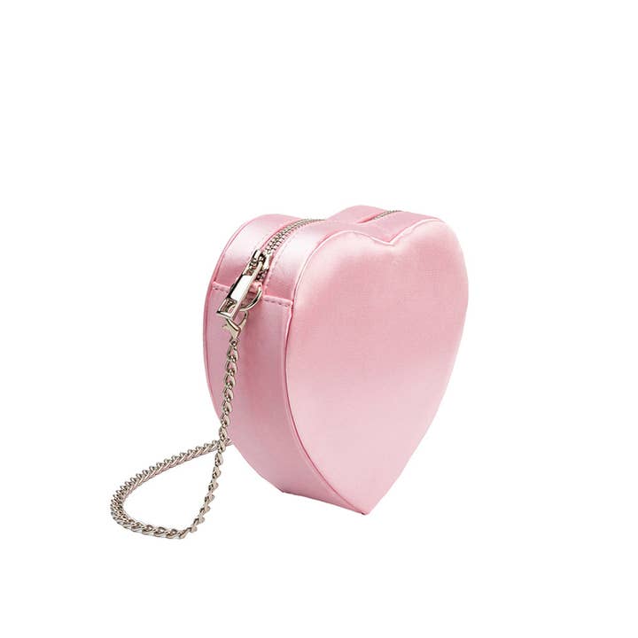 Melie Bianco - Wholesale Top Handle Bag - Women's - Fran Pink Satin Heart Top Handle Bag
