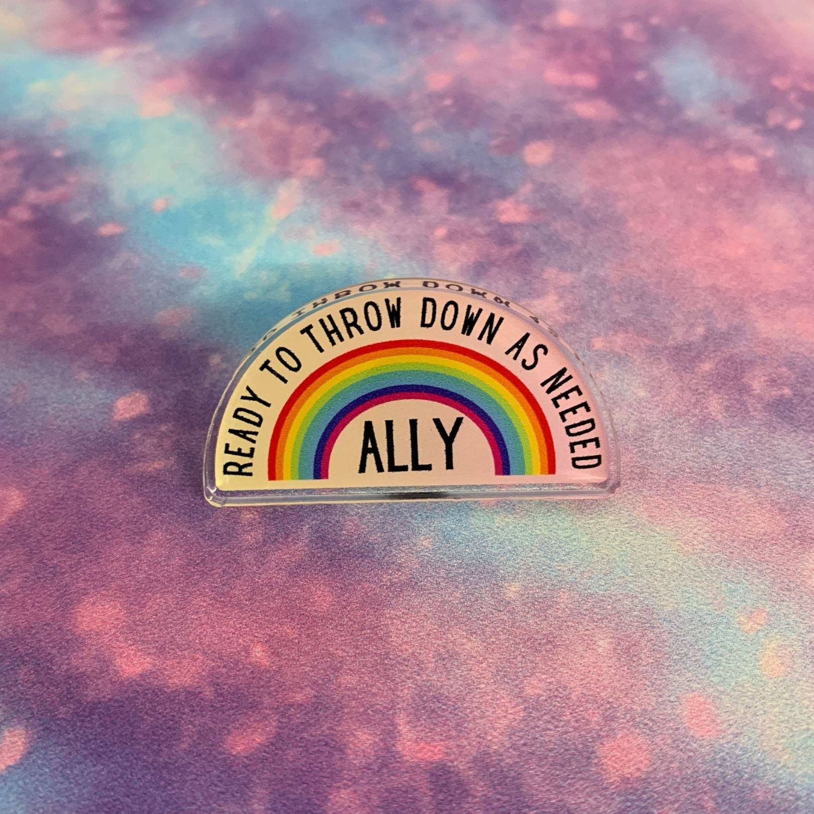 GetBullish - Vente Épinglettes/boutons - Pin's arc-en-ciel LGBTQ « Ally » en acrylique transparent7