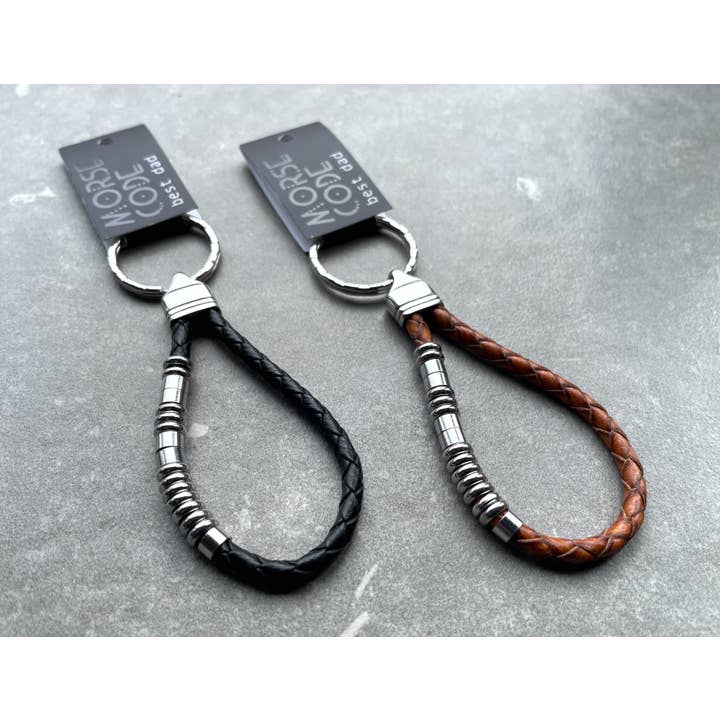 Instinct UK – wholesale Keychain – Unisex – Best Dad | Morse Code Keyring | Leather Keyring1