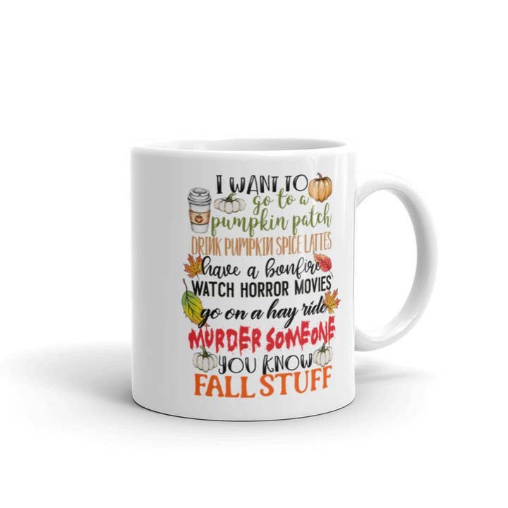 Geh zu einem Kürbisbeet Mord jemanden fallen Sachen Kaffeetasse für den Großhandel von Words of Ivy