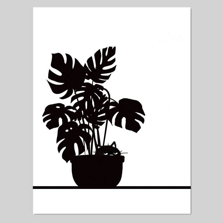 Happy Campurr - Wholesale Art Print - Hiding in the Plants 11 x 14 Playful Art Print