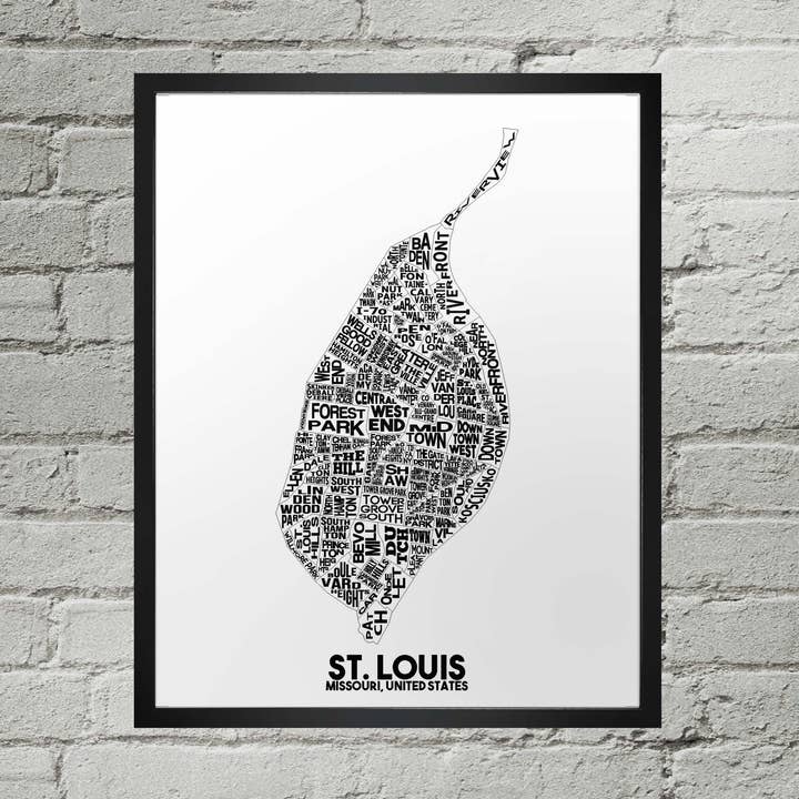 Impressão do mapa da cidade de St Louis Missouri Bairro Tipografia por atacado de Damon D Chan