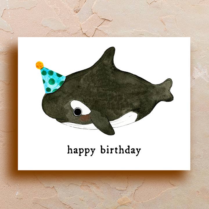 Birthday Orca - Greeting Card for wholesale by Samun Arts
