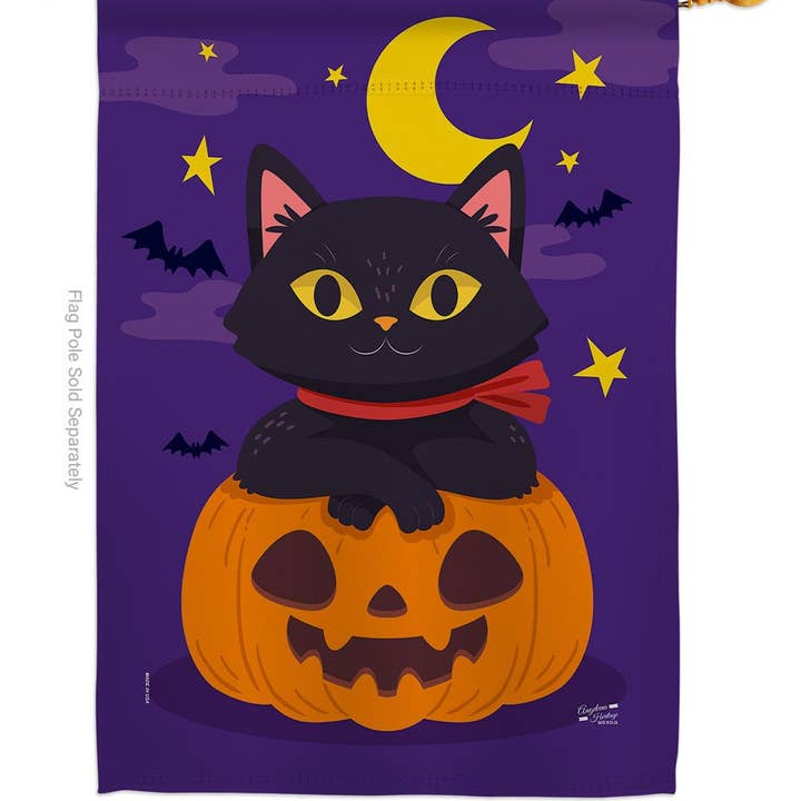 Two Group Flag Co - Wholesale Flag - Halloween Kitty Falltime Cat Decor Flag1