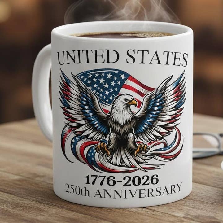 USA 250th Anniversary Coffee Mug, Patriotic Ceramic Mug for wholesale by Tevatino