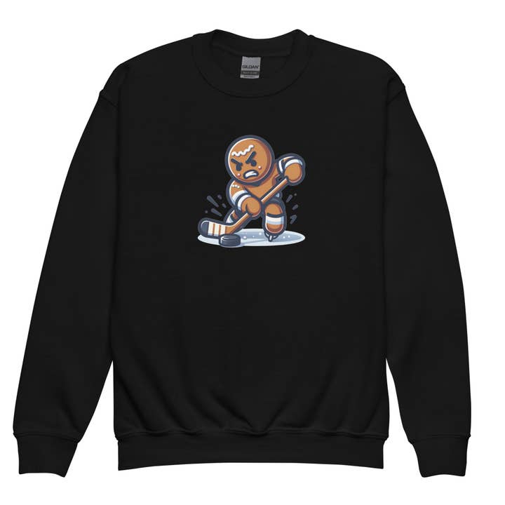 Gingerbread Hockey Player Youth sweatshirt for engroshandel hos Celly Threads Hockey