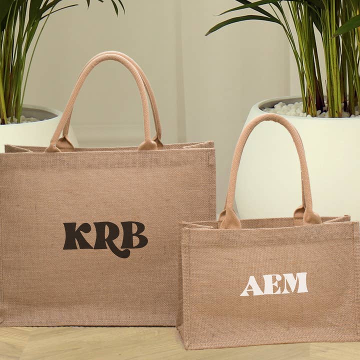 Bodhi Life Design - Wholesale Tote Bag - Women's - Custom Burlap Tote Bag, Bridesmaid Gift Bag with Initials