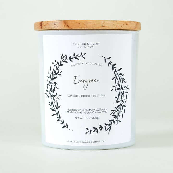 Evergreen for wholesale by Flicker & Flint Candle Co.
