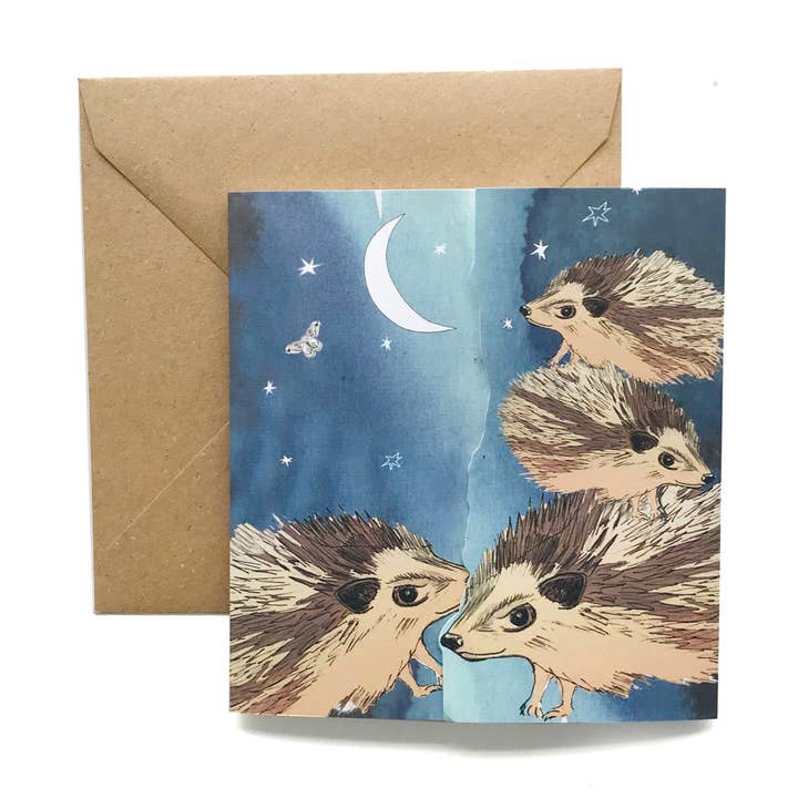 Hedgehog familj Kiss kort för wholesale av Nina Nou