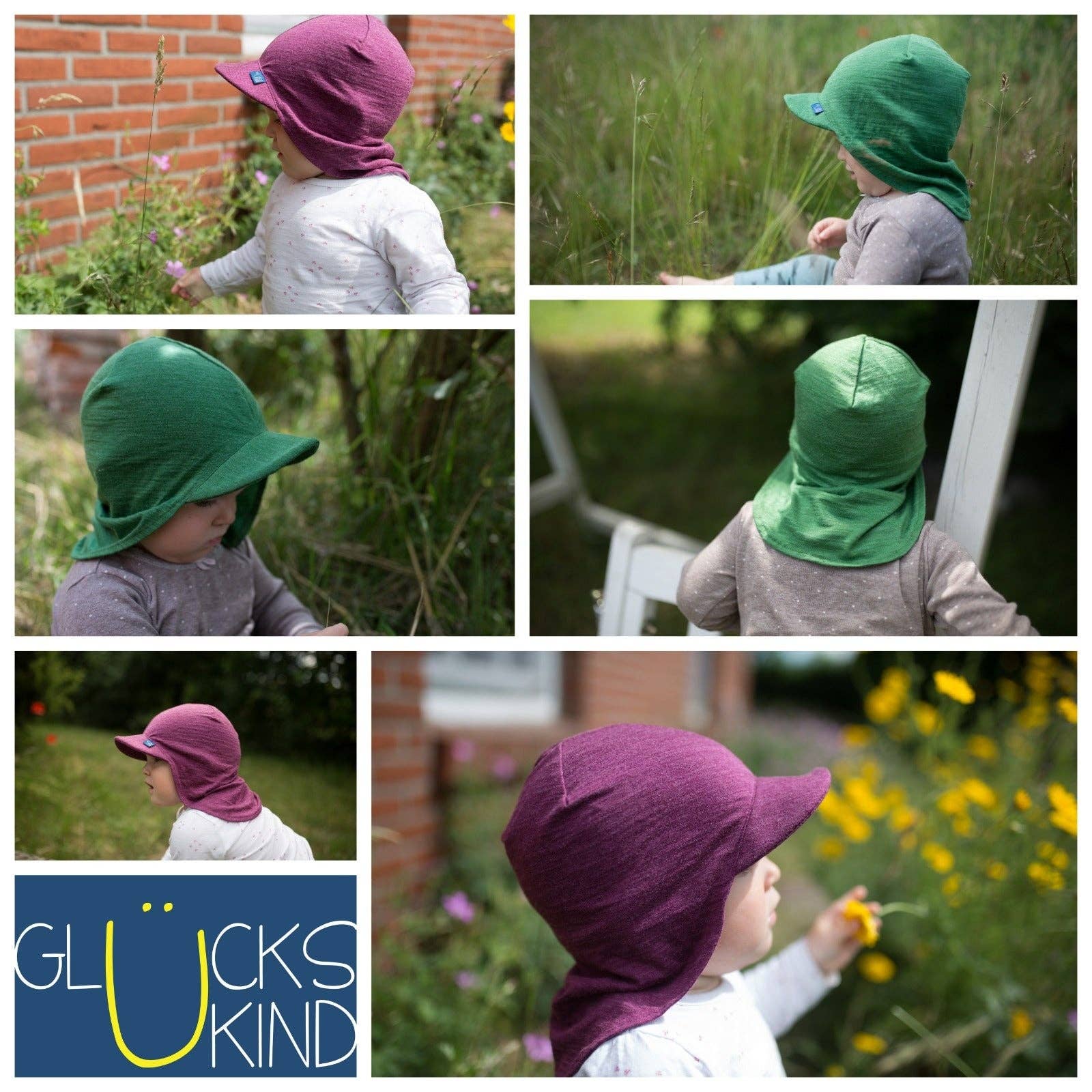 Glückskind - Wholesale Sun Hat - Kids - Royal blue summer cap, merino wool & silk (BIO/GOTS)4