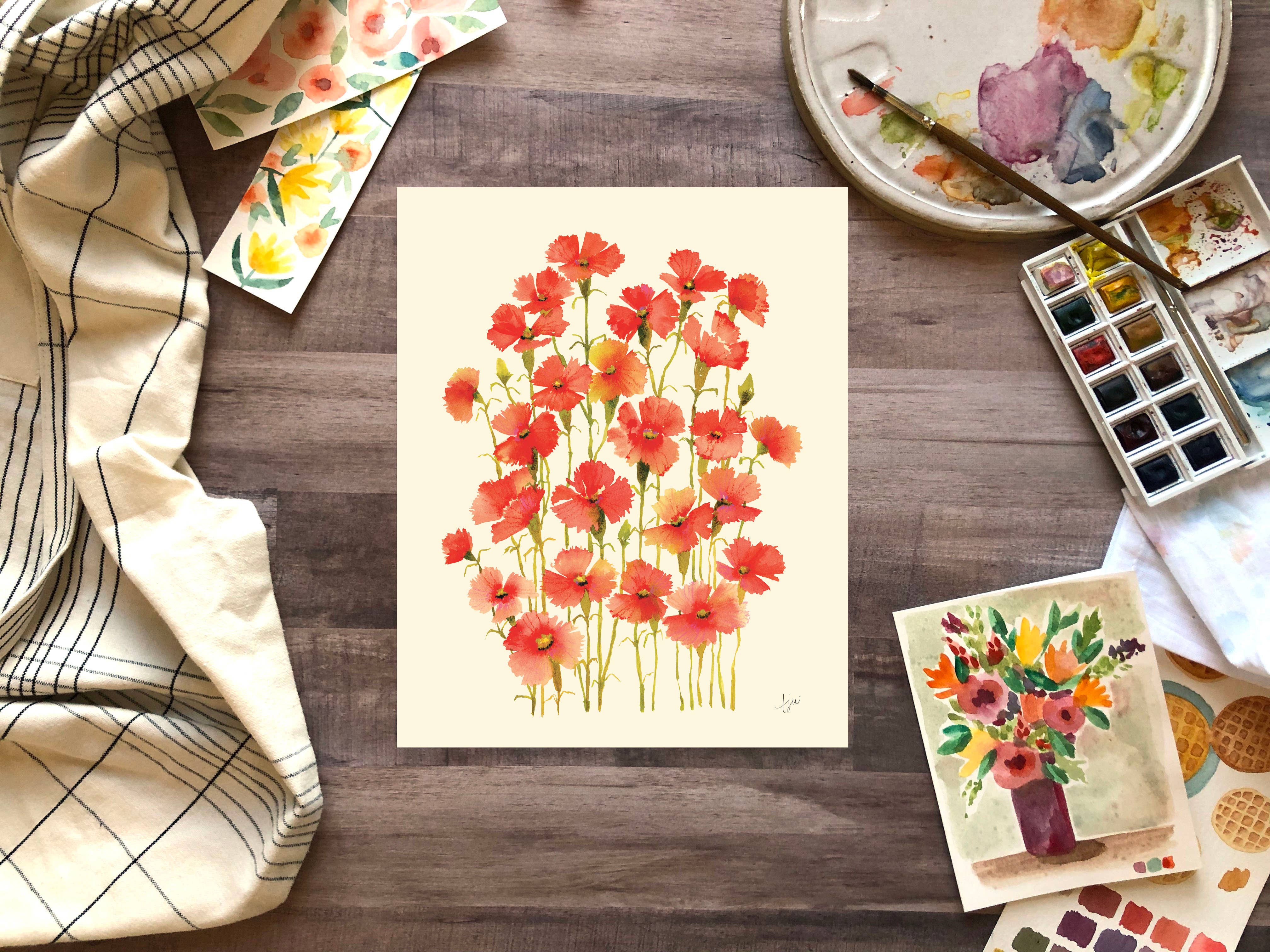 Tara Wright Studio - Wholesale Art Print - TJ's Carnations Art Print1