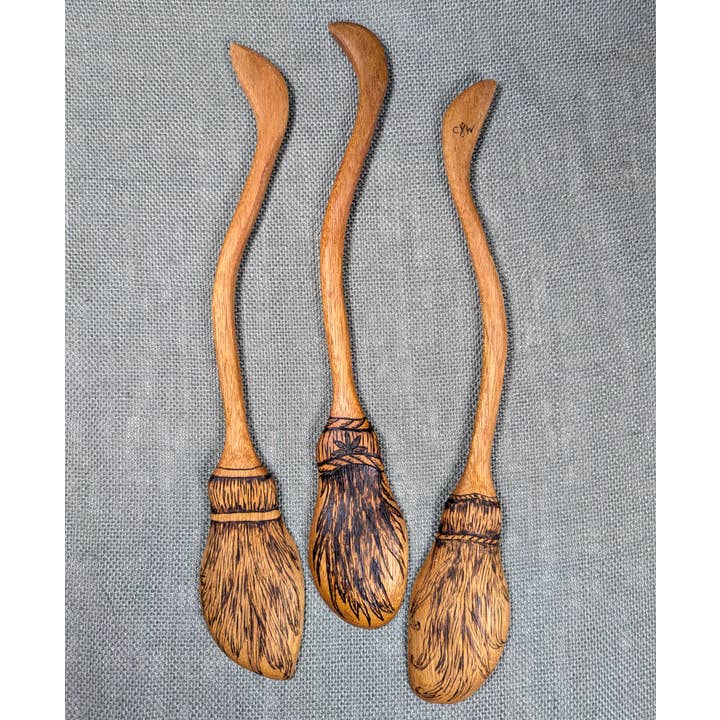 Chaos Woods - Wholesale Kitchen Spoon - Witch Broom Spoon - Hand carved Mahogany wood for cooking2