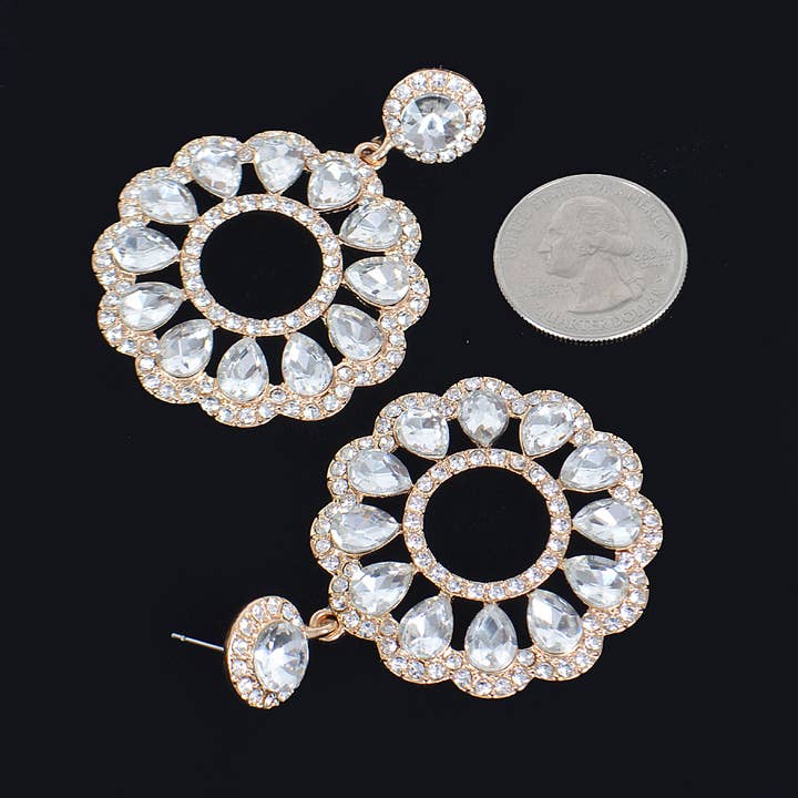 Rhinestone Round Earring for wholesale by 3AM BY H&D ACCESSORIES