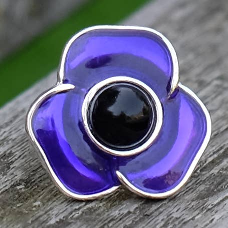 Poppy Purple Flower Lapel Pin Brooch for wholesale by Alexander Thurlow & Co Ltd