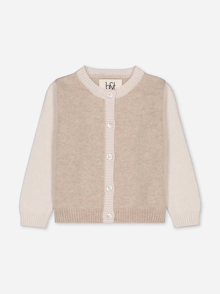 VEST VAN KASJMIER VOOR BABY'S COLORBLOCK BEIGE voor wholesale door bobbin & tricot