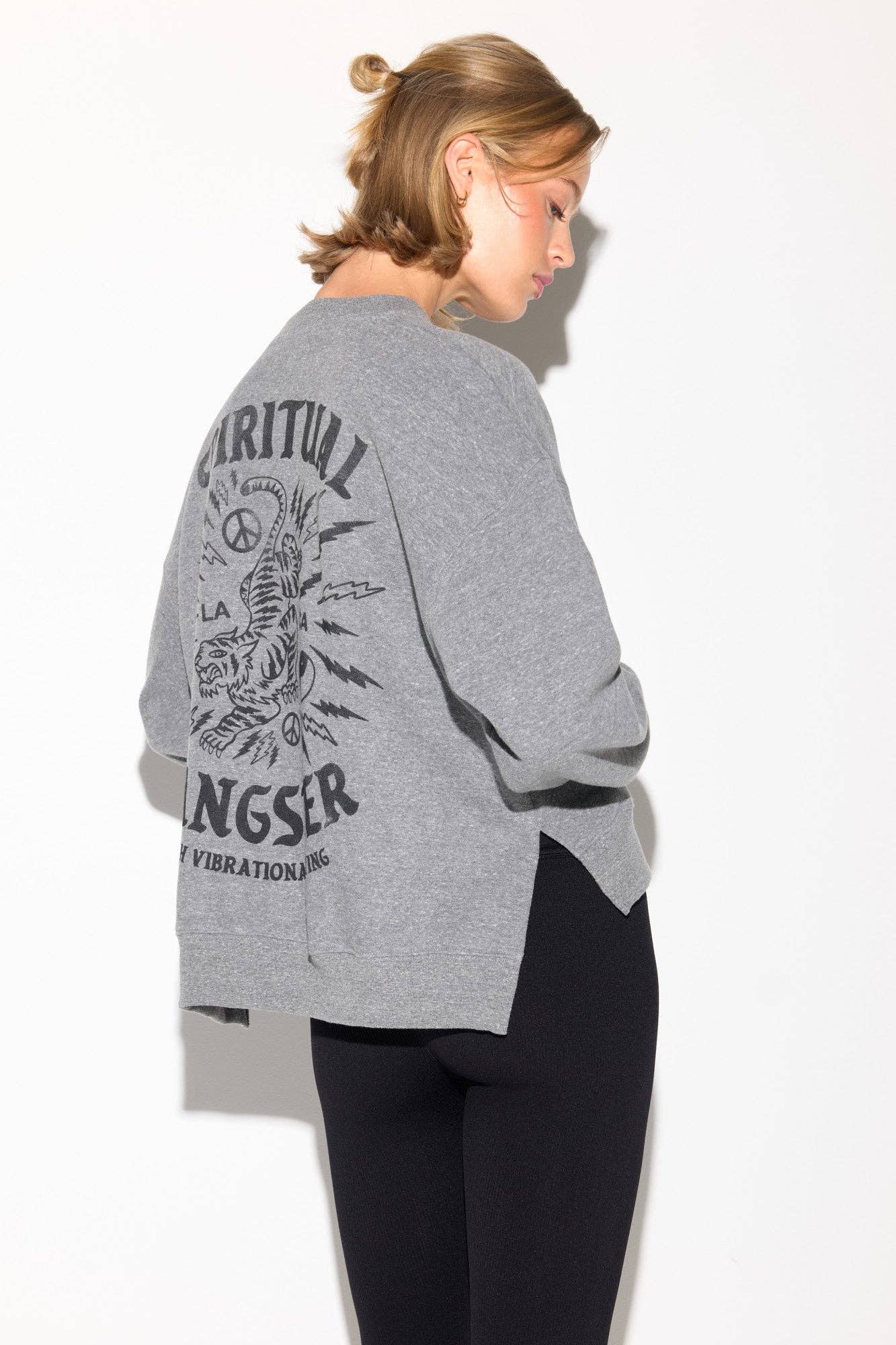 HEATHER GREY El Tigre Bex High-Low Crew for wholesale on Faire1