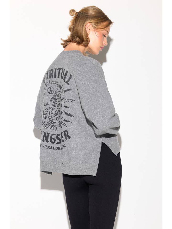 HEATHER GREY El Tigre Bex High-Low Crew for wholesale on Faire1