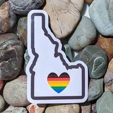 Idaho State Pride Heart Sticker for wholesale by PrismPressCo