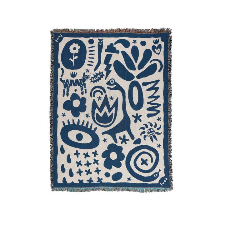Blue Doodles Throw for wholesale by 4AP